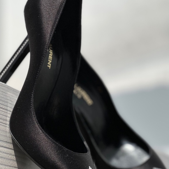 Saint Laurent Black Satin & Crystals Heels - Picture 9 of 9